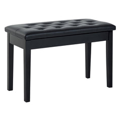 30" Piano Bench with Padded Cushion and Storage, Faux Leather Keyboard Bench with Solid Wood Legs, Black