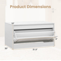 Narrow Shoe Cabinet with 1 Flip Drawer and Adjustable Shelf for Hallway-White