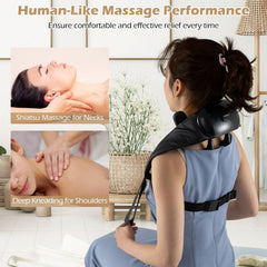 Neck Shoulder Massager with 2 Heat Levels for Pain Relief-Black