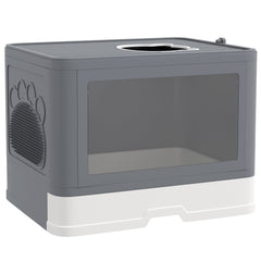 Cat Litter Box, Front Enter & Top Exit Cat Litter Tray with Scoop, Pull-out Tray, Easy to Clean, Green