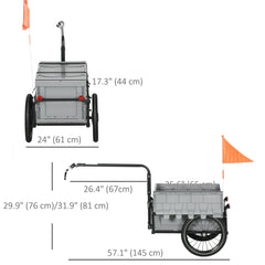 Steel Trailer for Bike, Bicycle Cargo Trailer with Foldable Storage Box and Safe Reflectors, Max Load 88LBS, Black