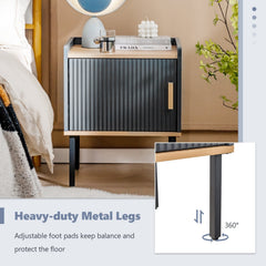 Nightstand and Bedside End Table with Door Cabinet, Grey