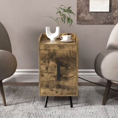 Nightstand Side Table with 2 Drawers, 3 Outlets and 2 USB Ports, Rustic Brown