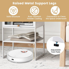 Nightstand with Flip Up Door and Storage Shelf, White