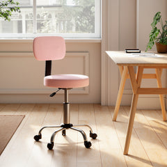 Adjustable Rolling Stool with Removable Backrest, Faux Leather Swivel Stool Chair for Salon Spa, Bar, Massage, Black