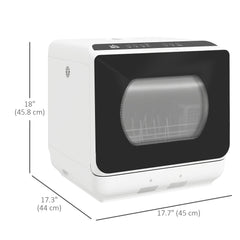 Portable Dishwasher, Counter Dishwasher with 4 Place Settings, 5 Washing Programs, Air-Dry Function, 6L Water Tank