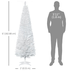 6 FT Christmas Tree Classic Tree Holiday Indoor Decoration, with Stable Plastic Base, White