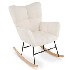 Nursery Rocking Chair with Comfy Backrest and Armrest-Beige