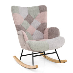 Nursery Rocking Chair with Ergonomic Armrests and High Backrest for Living Room