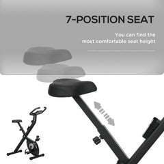 Foldable Exercise Bike Indoor Stationary Bike w/ 8-Level Magnetic Resistance LCD Screen Phone Holder for Home Gym Black