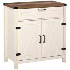 Farmhouse Kitchen Storage Cabinet, Sideboard Buffet Cabinet with 2 Rustic Barn Doors and Drawer, Oak