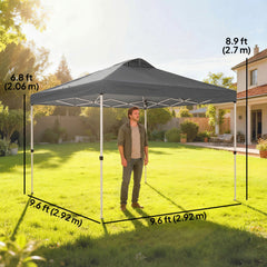 Pop Up Canopy Waterproof Canopy Tent with Carrying Bag for Parties Garden BBQs 9.8' x 9.8', Blue