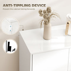 Kitchen Sideboard Storage Cabinet, Modern Coffee Bar with Push-Open Design and 2 Drawers for Living Room, White