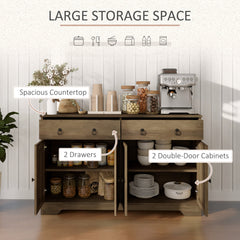 Sideboard Cabinet with 2 Drawers, 4 Barn Doors and 2 Adjustable Shelves, Buffet Table for Living Room, Black
