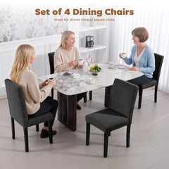 Modern Dining Chairs Set of 4, Kitchen Chairs with Rubberwood Legs and Padded Seat, Beige