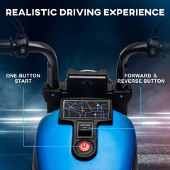 6V Kids Motorcycle with Training Wheels, Foot Pedal, Headlight, Music, Forward/Reverse, Single-Button Start, Blue