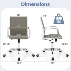 Office Chair Height Adjustable Conference Room Chair with Rocking Backrest Armrests-Grey