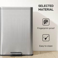 Garbage Bin, Soft-Close Trash Can with Foot Pedal, 5 Gallon (20 L) Garbage Can with Removable Inner Bucket, Matte Black