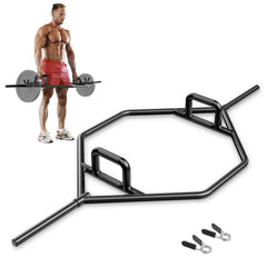 Standard Hex Trap Bar with 2 Spring Collars and Foldable Handle-Black