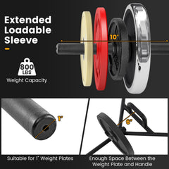 Standard Hex Trap Bar with 2 Spring Collars and Foldable Handle-Black