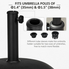 44 lbs Cement Round Umbrella Base Holder 19" Heavy Duty Parasol Stand for Patio, Outdoor, Backyard, Black