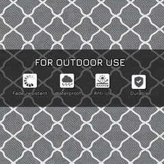 Waterproof Outdoor Rug, 6' x 9' RV Rug Reversible Mat for Backyard, Deck, Picnic, Beach, Camping, Grey & White Net