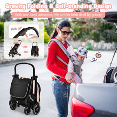 One-Hand Folding Portable Lightweight Stroller with Aluminum Frame