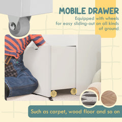 Kids Bookshelf with 3 Tier Display Shelves, Drawer for Nursery, Grey