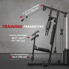 Multi-Exercise Home Gym Station with 99lbs Weight Stack, for for Back, Chest, Arms, Full Body Workout