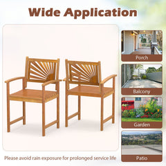 Outdoor Acacia Wood Dining Chairs-Set of 2