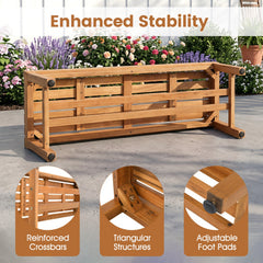 Outdoor Acacia Wood Patio Bench for 2 with Slatted Seat-1 Piece