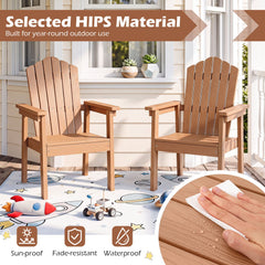 Outdoor Adirondack Chair with High Backrest and Wide Armrests for Deck Poolside-Brown
