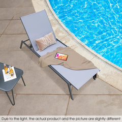 Sling Chaise Lounge with 6 Backrest Levels and a Full Flat Position, Gray