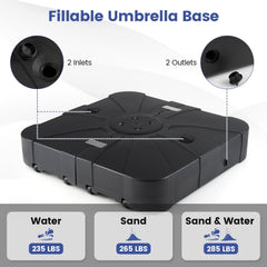 Outdoor Cantilever Umbrella Base Square Water and Sand Fillable Base-34 Inches