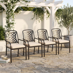 Outdoor Chair Cushion Set of 2 Waterproof Fade-Resistant Olefin Seat Cushions-Beige