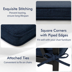 Outdoor Chair Cushion Set of 2 Waterproof Fade-Resistant Olefin Seat Cushions-Navy
