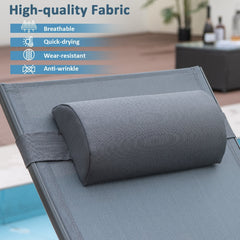 Outdoor Glider Chaise Lounge with Armrests and Adjustable Pillow, Gray