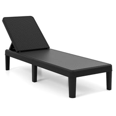 Outdoor Chaise Lounger in Rattan Textured Resin with 4 Backrest Positions, 330 lb, Black