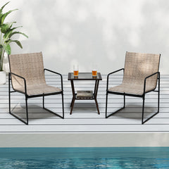 Outdoor Dining Chairs Set of 4 Patio Furniture Chair with Breathable Seat and Backrest-Brown