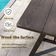 Outdoor Dining Tale for 6 with 1.93 Inch Umbrella Hole for Garden-Dark Brown