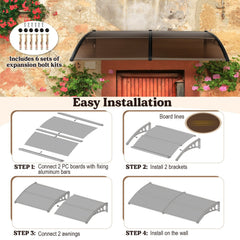 Outdoor Front Door Patio Overhang Awning for Sunlight Rain Snow Wind Protection-78 x 35 Inch