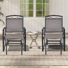 Set of 2 Outdoor Metal Glider Armchairs with Weather-resistant Fabric