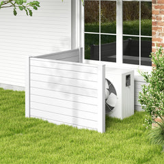 Outdoor PVC Air Conditioner Fence with 20 Inch Long Stakes-White