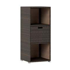 Outdoor Storage Cabinet Patio Wicker Organizer with Drawer-Brown