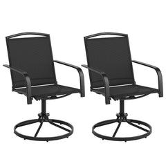 Outdoor Swivel Chairs Set of 2 with High Back and Breathable Seat-Black