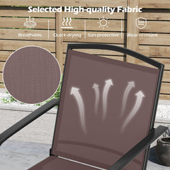 Outdoor Swivel Chairs Set of 2 with High Back and Breathable Seat-Coffee