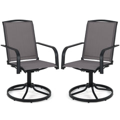 Outdoor Swivel Chairs Set of 2 with High Back and Breathable Seat-Gray