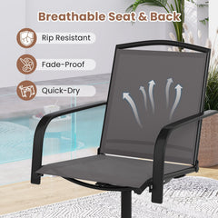 Outdoor Swivel Chairs Set of 2 with High Back and Breathable Seat-Gray