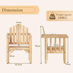 Outdoor Wood Armchair Wooden Patio Dining Chair with Armrests-Natural
