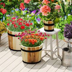 Outdoor Wooden Planter Box with Drainage Holes Set of 3